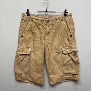 True Religion Men Utility Cargo Shorts Size 32 Beige Cotton C072 -26